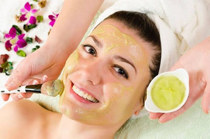 Homemade anti-aging face mask with essential oil in the preparation